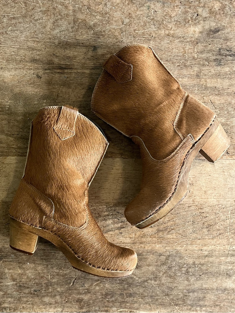 Sanita Fur Ankle Boots Brown Western  Flaw